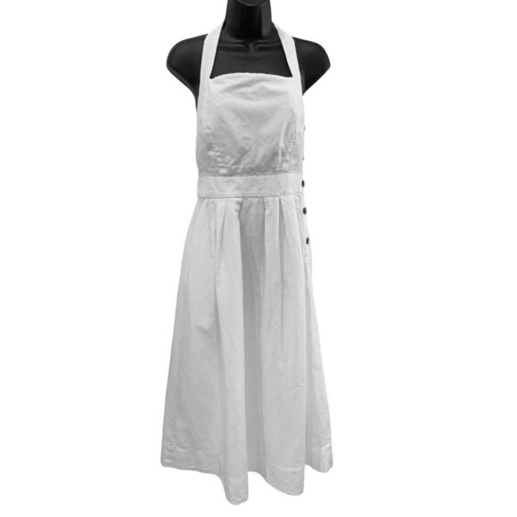Gap dress halter or straps size 4 white pockets side buttons cotton linen - Picture 4 of 10